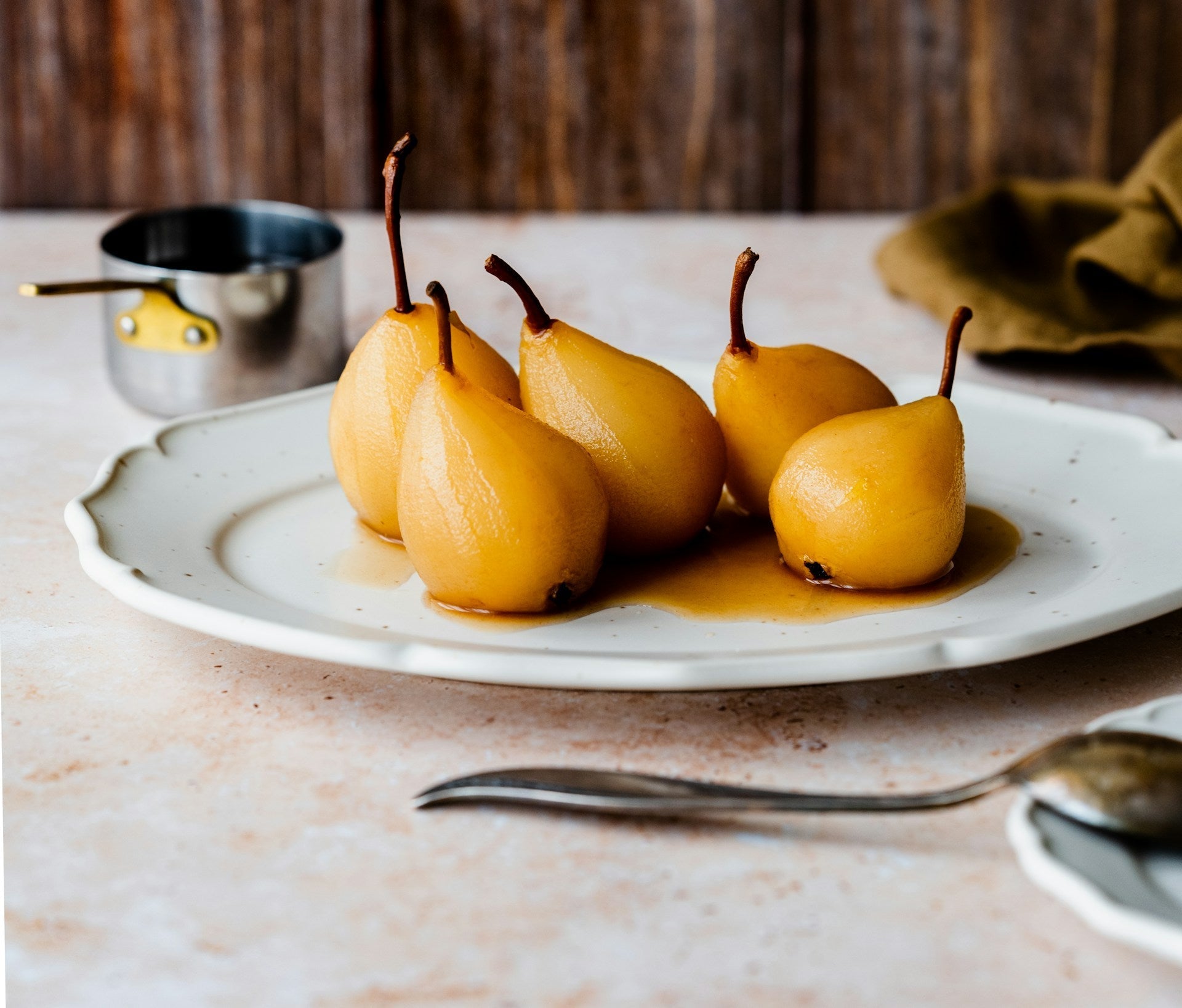 The Perfect Valentine's Dessert: White Wine Poached Pears – Evie Olive Oil™